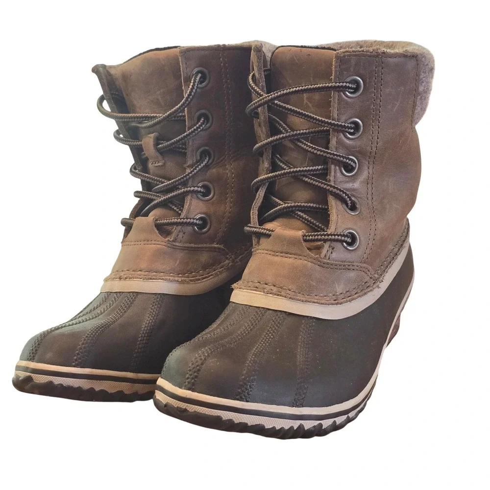 Sorel Waterproof Duck Boots Womens 7.5 Slimpack II Elk Black
